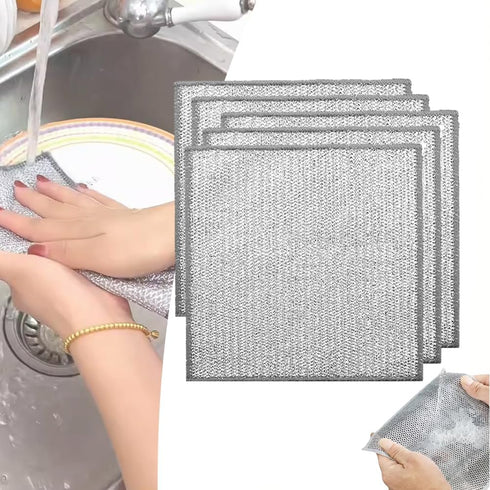 Multipurpose Wire Dishwashing Rags for Wet and Dry, 2024 New Stainless Steel Dish Washing Net Mesh Cloth, Metal Cleaning Cloth for Kitchen Washing...