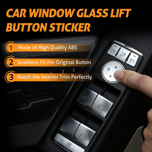 WICHEMI Window Switch Button Trim Cover Sticker for Mercedes Benz A/B/C(W204)/E(W212)/GLA/CLA/GLK/GL/ML/GLE Class, Inner Door Power Window Glass L...