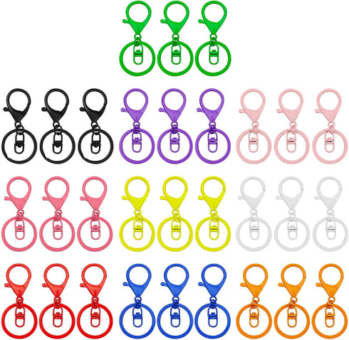 30Pcs Lobster Claw Clasps Keychain for Jewelry Making,Colorful Metal Lobster Clasp Swivel Trigger Clips with Swivel Clasps Hook Clips Flat Split K...