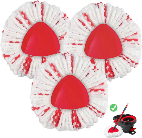 3 Pack Spin Mop Heads Replacement Compatible with O Ceda EasyWring 1-Tank System,40% More Cleaning Power,Reusable Spin Mop Replacements Head- Micr...