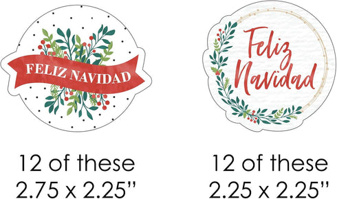Big Dot of Happiness Feliz Navidad - Shaped Holiday and Spanish Christmas Party Cut-Outs - 24 Count...