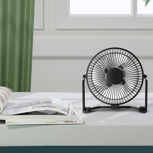 mollie 4-Inch Small USB Desk Fan for Home Office Bedroom Mini Personal Desktop Air Circulator Ultra Quiet Cooling Table Fan Adjustable Tilt Black...