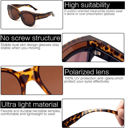 Face Shadow Polarized Sunglasses Fit Over Glasses, Sunglasses for Women to Go Over Glasses UV Protection Lightweight...