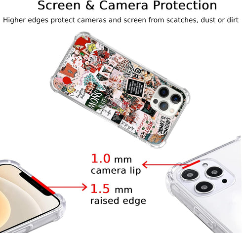 Aesthetic Christmas Collage Case Compatible with iPhone 14 Pro Max, Winter Merry Christmas Case for iPhone 14 Pro Max, Trendy Cool TPU Phone Case ...