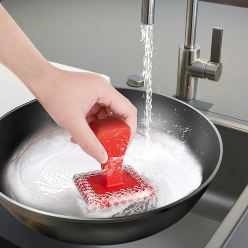 Cast Iron Scrubber & Scraper Kit - 316 Stainless Steel Cast Iron Cleaner - Chainmail Scrubber for Cast Iron Pans Skillets Sink Dish Scrub Chain Li...