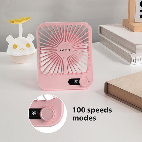 Desk Fan Battery Operated, USB Rechargeable Fan, 2400 mAh 180° Quiet Personal Fan With Power Display, 100 Speeds Adjustable Table Fan for Desktop,...