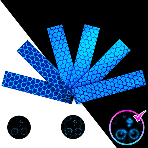 LOOM Reflective Stickers Kit (6pcs Brilliant-Blue)• Nighttime Safety Waterproof Self-Adhesive Decals for Helmets, Skateboard, Bike, Scooter, E-Bik...