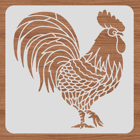 BENECREAT Large Rooster Pattern Plastic Painting Stencils, 12x12inch Farm Animals Poultry Drawing Template for Painting on Floors, Walls, Doors, T...