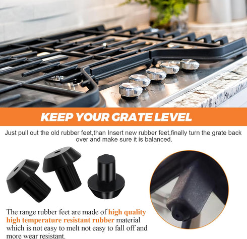 20Pcs WB2K101 Rubber Feet Range Burner Rubber Grate Feet fit for GE Kenmore Range Burner Cooktop Grate, 3/16" Hole Gas Stove Top Grate Feet Replac...