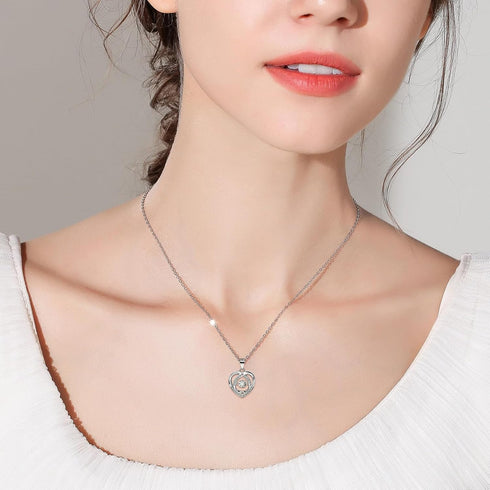 Sterling Silver Heart Necklace for Women Beating Love Heart Necklace Shiny Cubic Zirconia Dancing CZ Adjustable Chain Necklace for Daughter Mother...