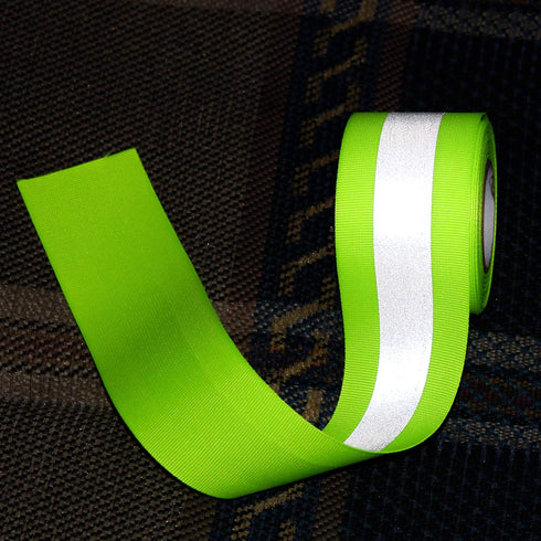 JINBING Silver Sew On Reflective Tape for Clothing Safety Fabric Webbing Trim Strip Green 2" x 33ft...