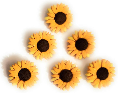 The Flowers Collection by Dress it Up Buttons and Embellishments - 6 Pieces - Sunflowers, Yellow...