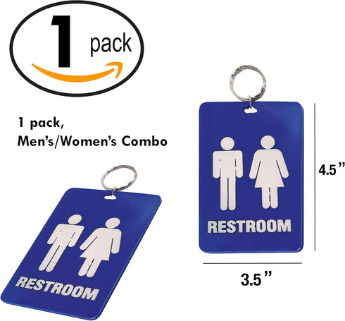 Lucky Line - Unisex Restroom Pass Key Tag, Plastic with Split Key Ring Keychain Identifier for Restaurant, Office, Gas Station, 1 Per Pack (53201)...