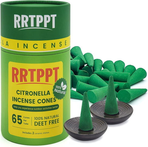 Citronella Incense Cones with 2 Ceramic Dishes | Made with Plant-Based Ingredients | Citronella Oil | Lemongrass Oil | Rosemary Oil | Suitable for...