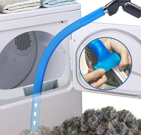 Dryer Vent Cleaner Kit Dryer Lint Vacuum Attachment with Stretch Universal Connector, Dryer Vent Cleaning Tool Vacuum Hose Lint Remover, Blue...