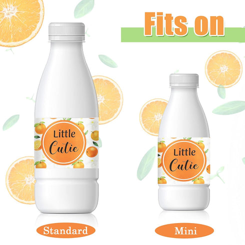 48 Pieces Baby Shower Water Bottle Labels Oranges little cutie baby shower decorations Bottle Stickers Waterproof Oranges Wrappers for Unisex Favo...