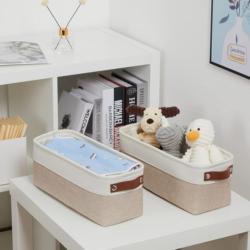 DULLEMELO 2-Pack Bathroom Baskets for Toilet, Small Storage Bins for Organizing Closets, Cabinets, Shelves, Canvas Fabric Storage Basket Bins With...