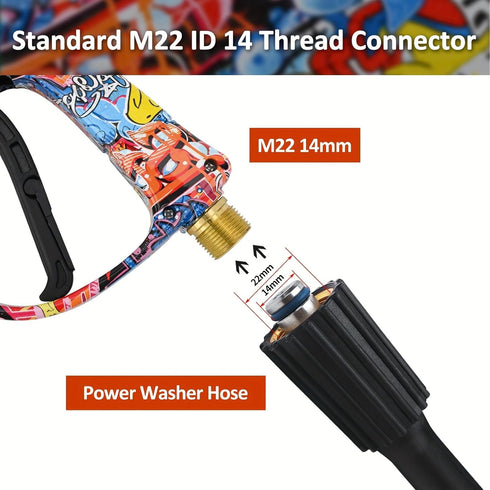 High Pressure Washer Gun 3000 PSI Max, Power Washer Short Gun with 1/4 Inch Quick Connector, M22-14, Compatible with Some of Greenworks Karcher Ry...