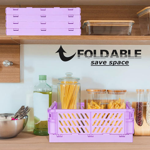 2-Pack Mini Foldable Plastic Baskets for Organizing and Storage, Collapsible Storage Crate for Home Kitchen Bedroom Bathroom Office (9.8x6.5x3.8, ...