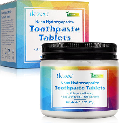 70 Toothpaste Tabs, Flouride Free Toothpaste Tablets, Nano Hydroxyapatite, Sensitive Toothpaste Tablets, Peppermint Flavored Strengthen Teeth, Eco...