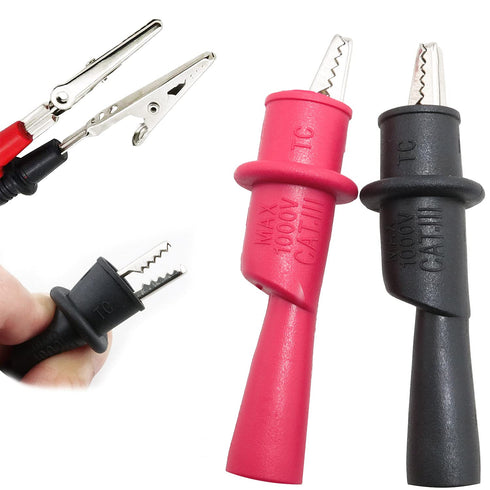 8PCS Multimeter Alligator Clips Set, Test Probe Push On Alligator Clips Crocodile Clamps for Test Leads, 4 Pieces Red +4 Pieces Black (MACTPPC-R-B...