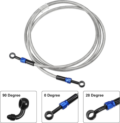 X AUTOHAUX Brake Hose AN3 28 90 Degree M10 Motorcycle Hydraulic Brake Line Oil Hose Pipe Fitting for ATV Motorcycle Motocross Racing Bike 200cm Si...