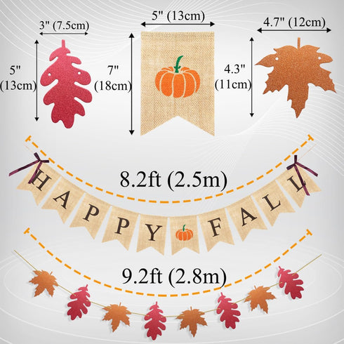 Uniwish Happy Fall Banner with Pumpkin Maple Leaves Sign Garland Fall Thanksgiving Day Decorations Mantle Fireplace Hanging Bunting...
