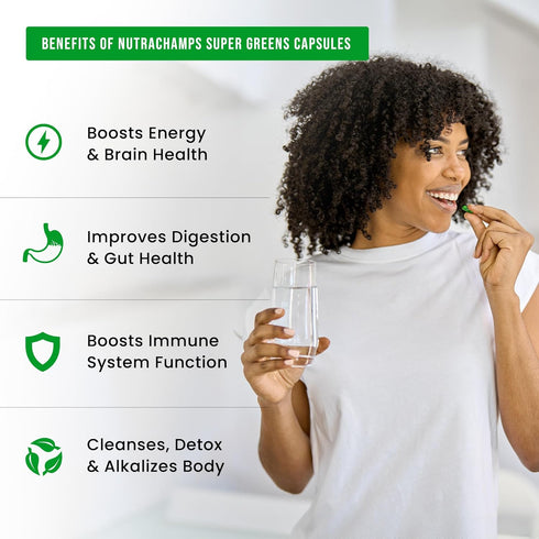 Organic Super Greens Capsules - 40+ Superfoods & Greens Supplements Capsules - Alfalfa, Spirulina, Chlorella & More - Antioxidant, Digestive Enzym...