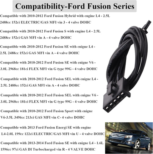 WPT1285, 645-512 Blower Motor Resistor Connector Wire Assembly, AC Fan Blower Wire Harness Pigtail Compatible with 2010-2015 Ford Fusion, 11-14 Li...