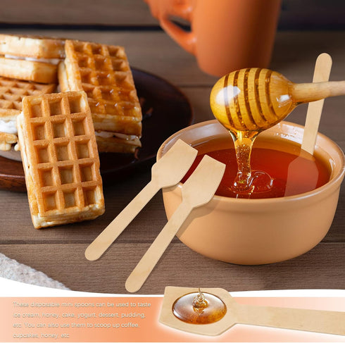 300 Pcs Disposable Mini Wooden Spoons 3.75" Tasting Spoons Ice cream spoon Sampling Spoons...