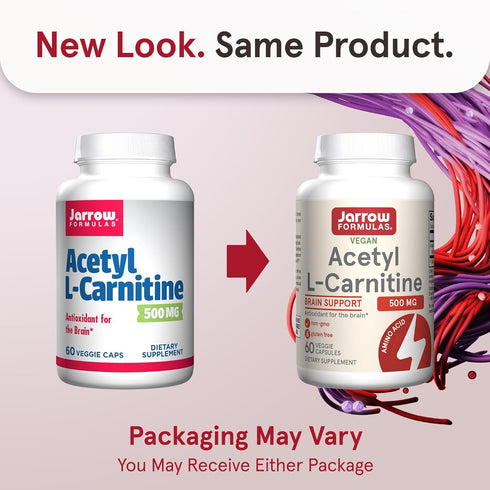 Jarrow Formulas Acetyl L-Carnitine 500 mg, Dietary Supplement, Amino Acid Support for Brain Health and Antioxidants, 60 Veggie Capsules, 60 Day Su...