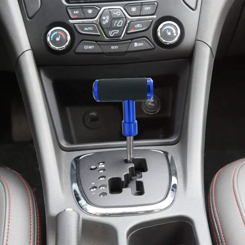 T Handle Shifter Car Knob, Joystick Style Alloy Cover with Leather Gear Stick Lever Shift Fit Most Automatic Manual Transmissions, Blue-Black...