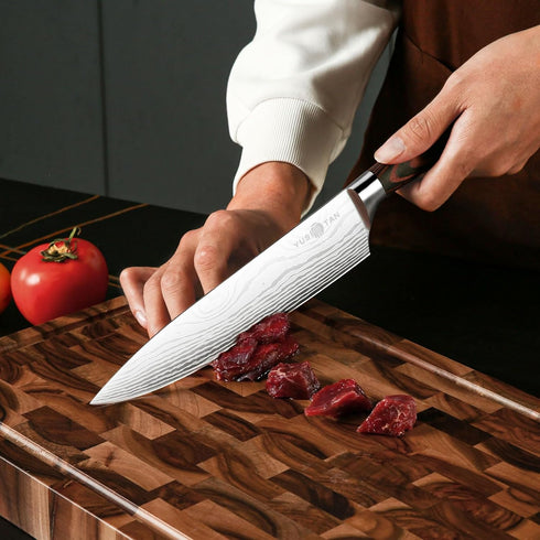 Japanese Chef Knife, Professional 8 Inch Kitchen Knife, Japanese High Carbon Stainless Steel Super Sharp Cooking Knives and Ergonomic Solid Wood H...