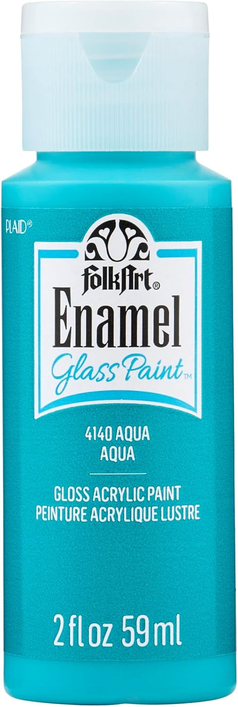 FolkArt Enamel Glass & Ceramic Paint in Assorted Colors (2 oz), 4140, Aqua...