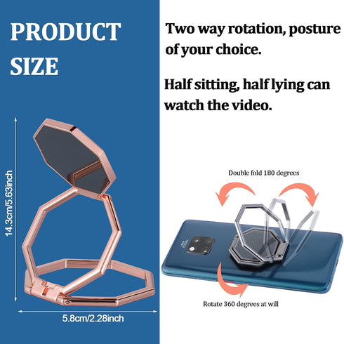 3 Pieces Cellphone Ring Holder Foldable Finger Kickstand 360° Rotation Cell Phone Stand Adjustable Phone Holder for Desk, Magnetic Car Mount, Phon...