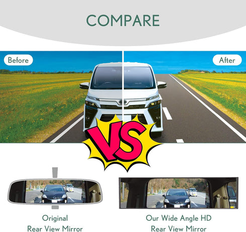Rear View Mirror, Universal Interior Clip-on Wide Angle Mirror,Flat HD Rearview Mirror, Anti Glare, Clear Tint, Accessories for Car SUV Trucks Veh...