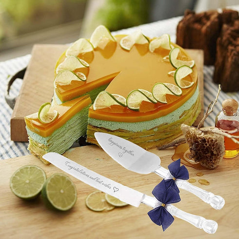 Wedding Cake Knife and Server Set with Blessings, Cake Knife Cutter Set for Wedding Holidays Birthdays Anniversary Receptions,Stainless Steel Blad...