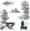 Tree Bridge River Scenery Clear Stamps for Card Making and Photo Album Decorations, Tree Lake Landscape Transparent Rubber Stamps Seal for DIY Scr...