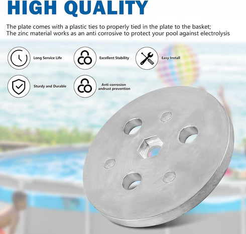 Zinc Anode Weight Plate with 2 Plastic Ties, Anti Corrosion and Electrolysis - Sacrificial Anodes Protects the Other Metal Components in Salt Syst...