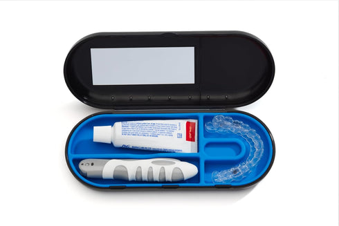 SmileKontainer Slimline Retainer Case: Compact Dental Travel Case for Aligners, Toothbrush and Accessories - Built-in Mirror for Easy Insertion An...