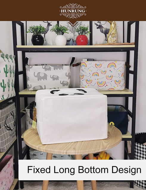 HUNRUNG Rectangle Storage Basket Cute Canvas Organizer Bin for Pet/Children Toys, Books, Clothes Perfect for Rooms/Playroom(Rectangle Panda)...