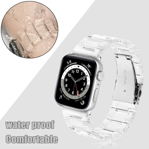 V-MORO Resin Bands Compatible with Apple Watch Band 42mm/41mm/40mm Series 10/9/8/7 Fashion Lightweight Bracelet Replacement with Stainless Steel B...