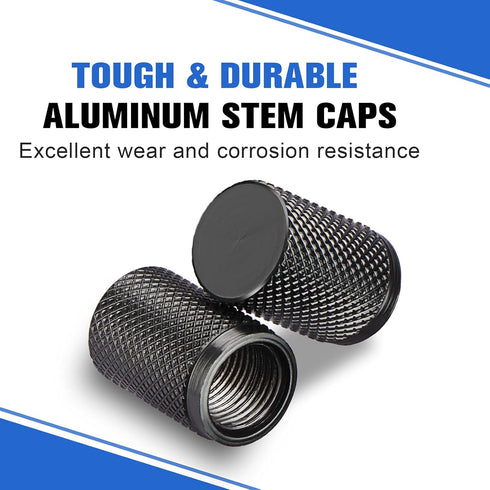 Gun Gray Tire Valve Stem Covers Aluminum Car Tire Caps Precision CNC Machined Premium Wheel Rim Air Valve Stem Caps Universal fit Car SUV Truck Mo...