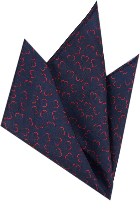 Jacob Alexander Men's Happy Valentine's Day Red Outline Hearts Pocket Square - Dark Blue...