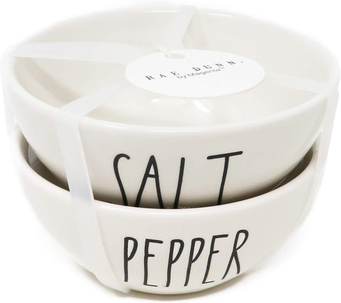 Rae Dunn By Magenta 2 Piece SALT + PEPPER Ceramic LL Spice Seasoning Mini Bowl Set...