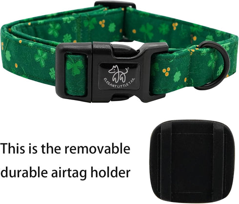 Elegant little tail Airtag Dog Collar, St Patrick's Day Dog Collar Pet with Airtag Holder Holiday Pet Collar Cute Puppy Collar Adjustable Pet Dog ...