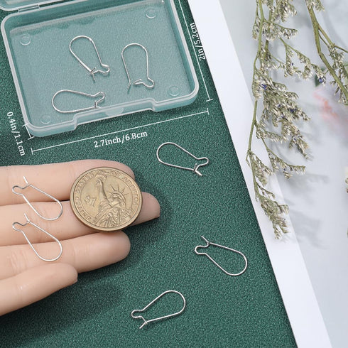 Beebeecraft 1 Box 10Pcs Kidney Earrings Hook 925 Sterling Silver Earwire Connector 20mm Long French Ear wire for Jewelry Making DIY Earring Findin...