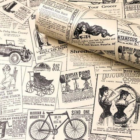 Self-Adhesive Vintage Newspapaer Wall Paper Drawer Shelf Liner for Kitchen Bathroom Cabinets Dresser Wall Crafts 17.7x117 Inches...