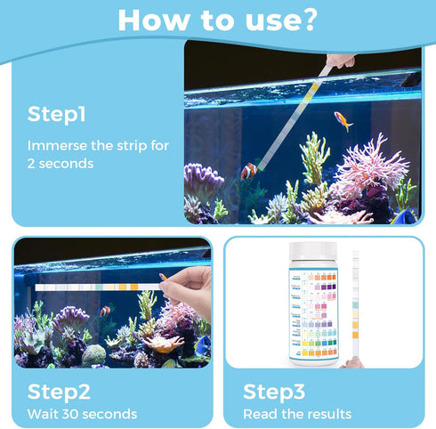 9 in 1 Aquarium Water Test Kit - Easy & Accurate Aquarium Test Strips, 125 Strips Fish Tank Water Testing Kit Monitor pH, Nitrite, Nitrate and Mor...