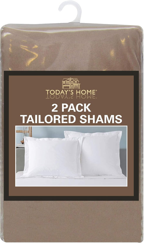 Today’s Home Tailored Bed Pillow Shams, Cotton Blend Design, Standard, Mocha, 2-Pack...